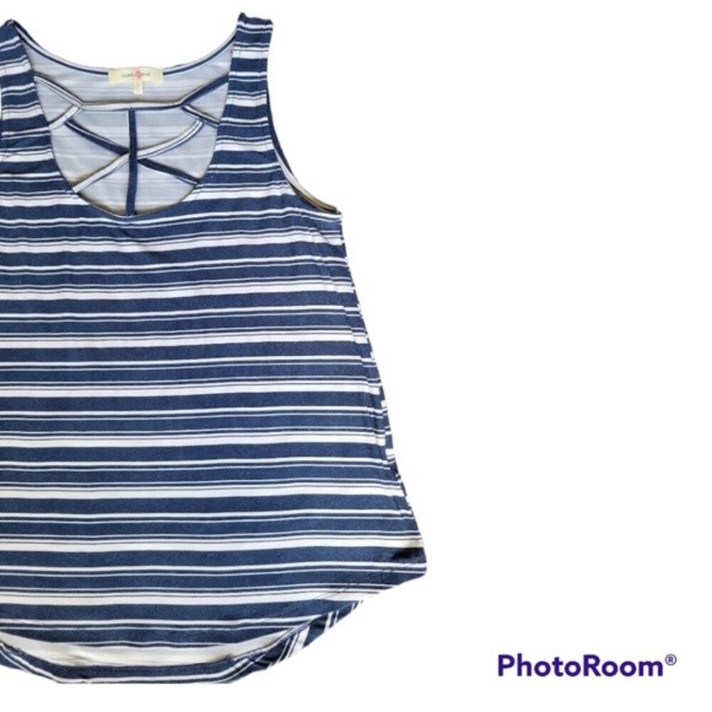 WISHFUL PARK BLUE STRIPED TANK TOP - L